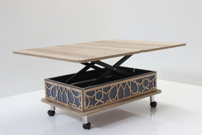 Hanah Home Mesa de Café Ajustable Alaska y Azul